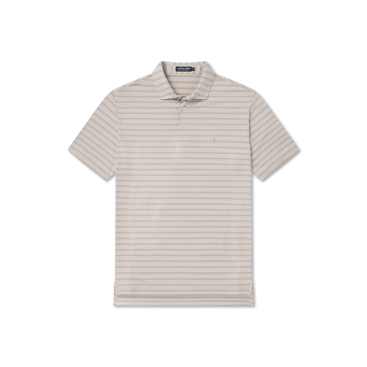 Maybourne Featherlight Stripe Polo Burnt Taupe & Tan