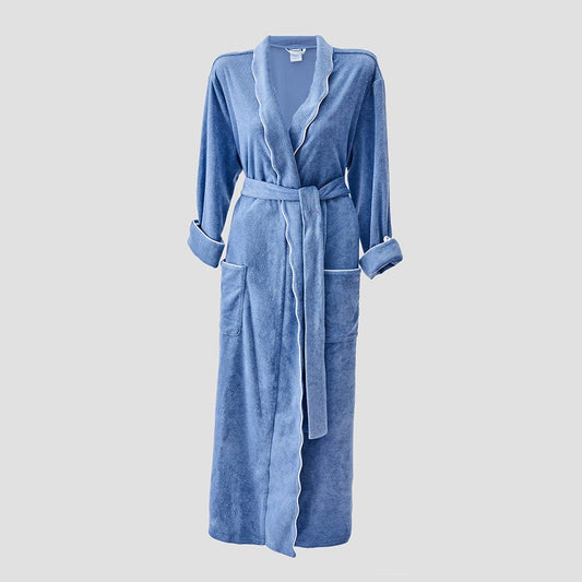 Women's Long Scalloped Lightweight Robe Periwinkle