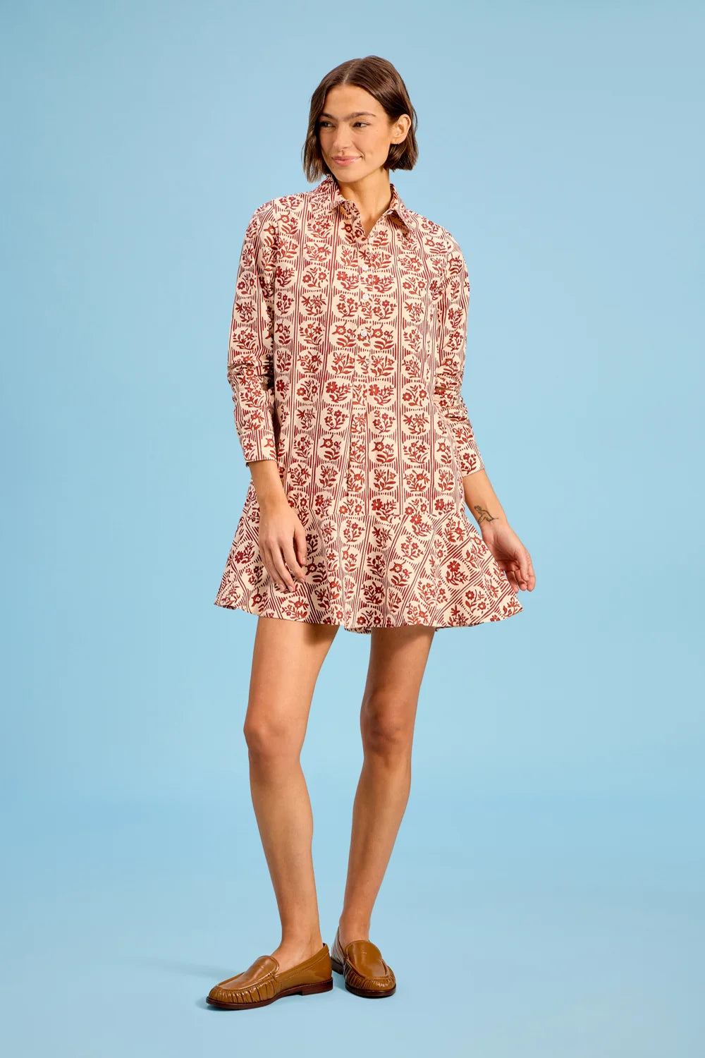 Polly Dress Brick Bloom