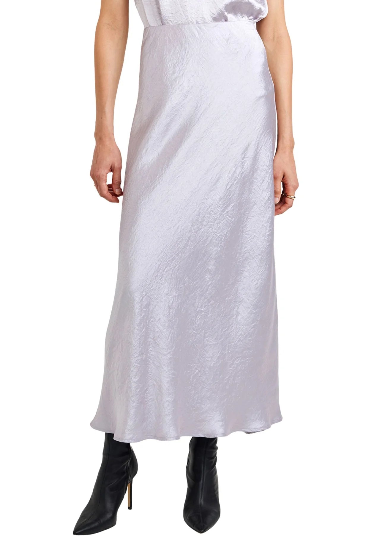 Sleek Bias Maxi Skirt Silver