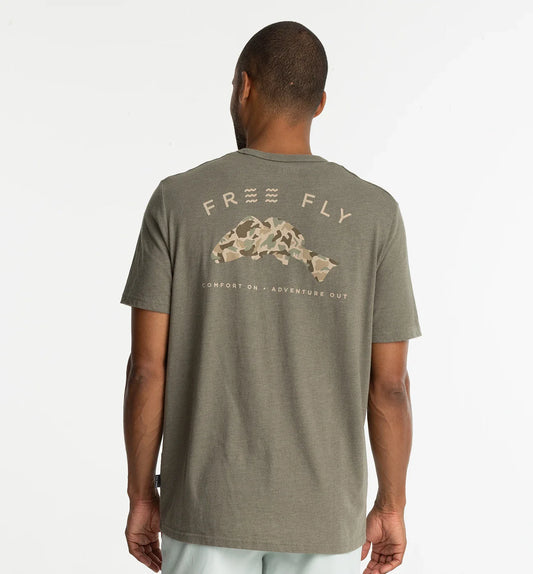 Vintage Camo Redfish Pocket Tee Heather Fatigue