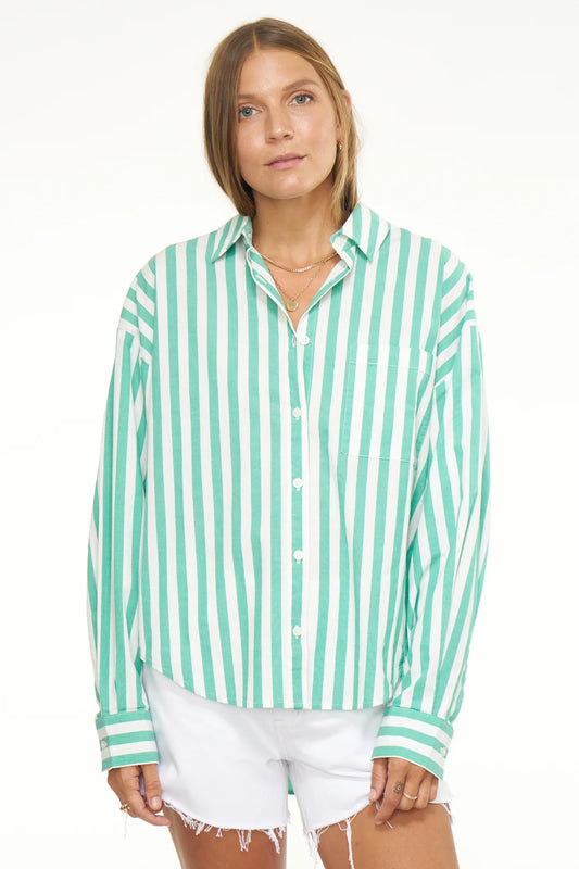 Sloane Oversized Button Down Clover Stripe