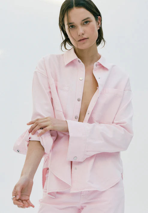 Elin Fluid Denim Shacket Blush