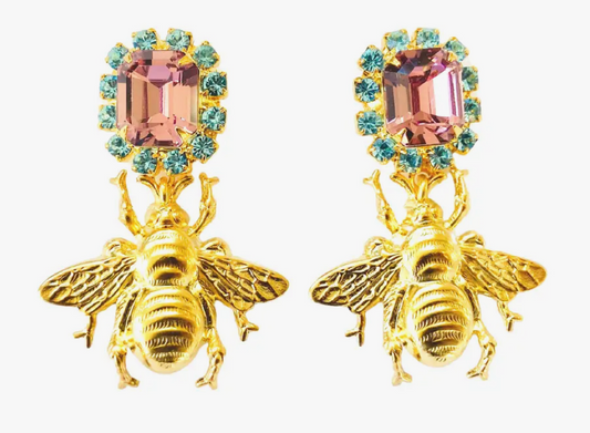 Pink/Turq Bee Earring