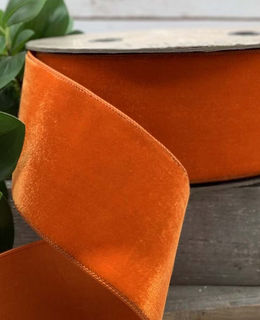 2.5” Velvet Faux Dupion Back, Bright Orange