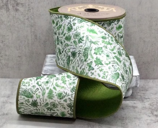 4" Dupion Forest Green Floral Rabbit