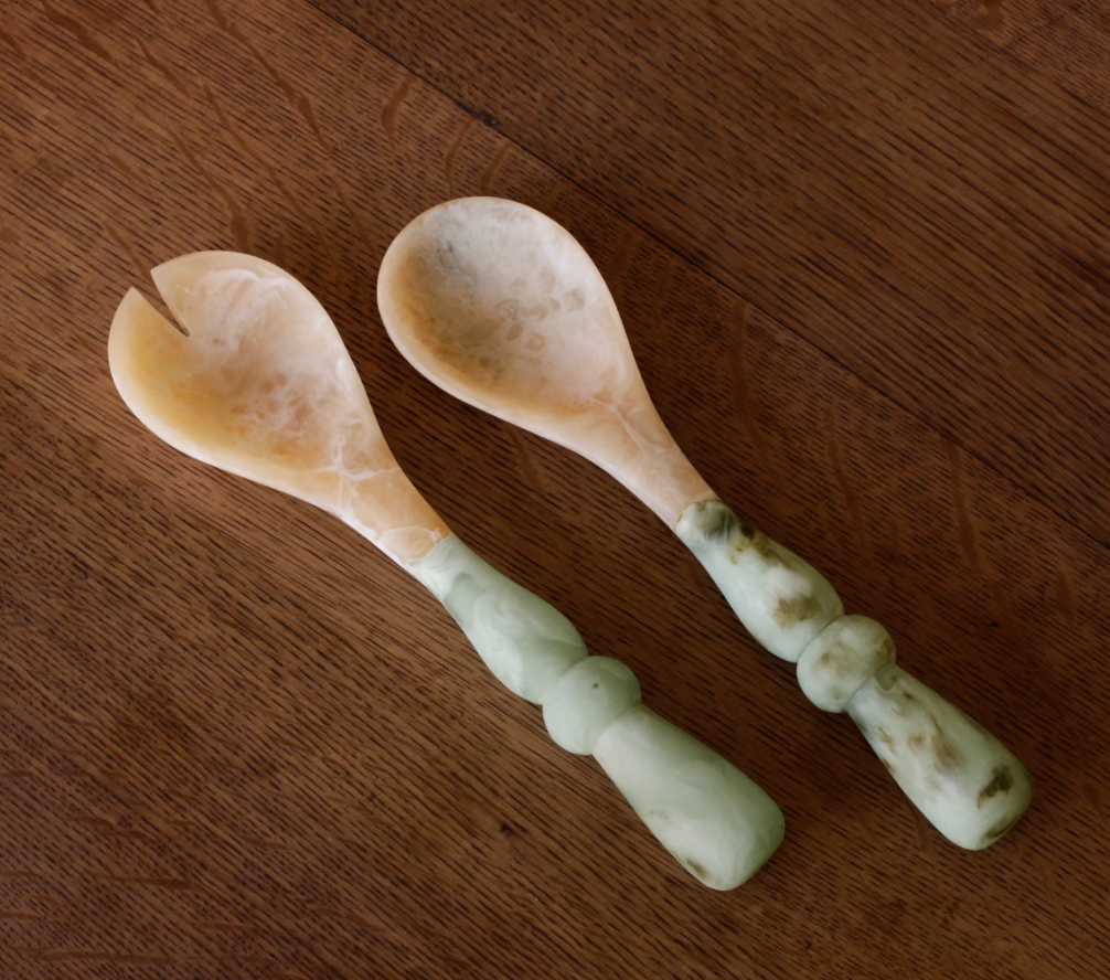 Resin Giada Salad Servers Jade Swirl