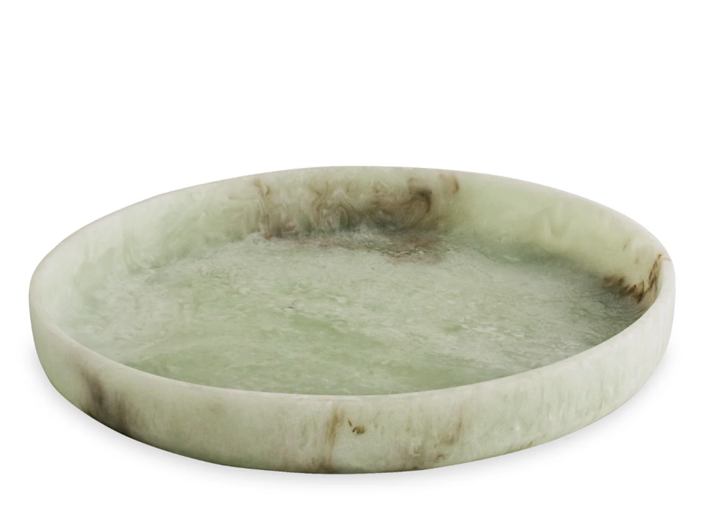 Resin Giada Round Tray Jade Swirl