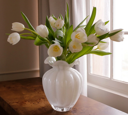 Glass Vento Large Vase Cream