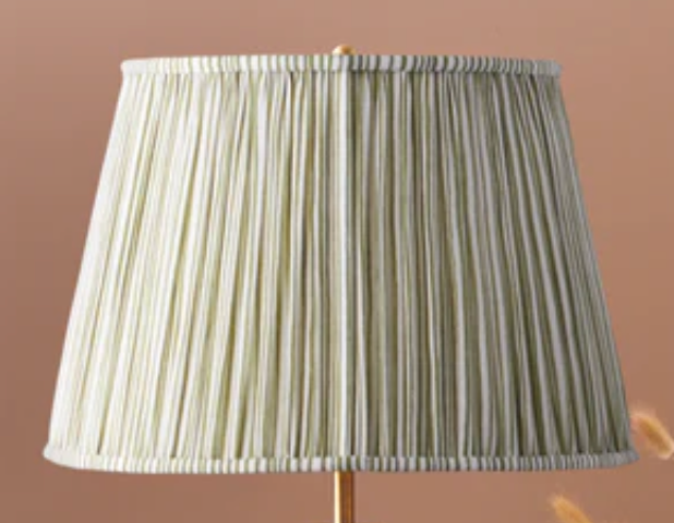 16 Inch Straight Empire Shade Green Candy Stripe Block Printed Cotton
