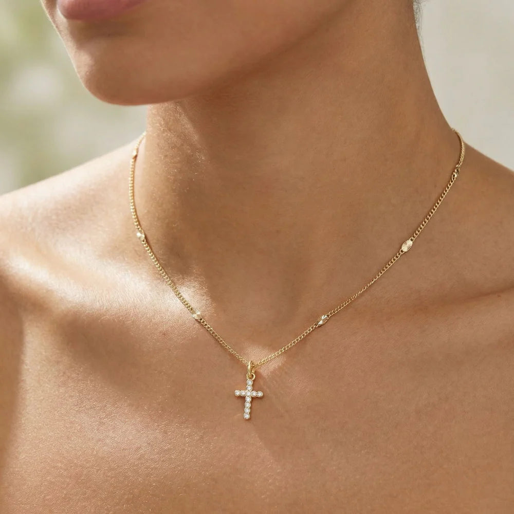 Frankie Mini Cross Necklace Gold