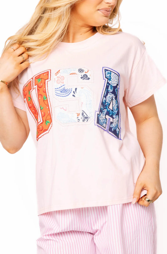 Light Pink USA Bandana Tee