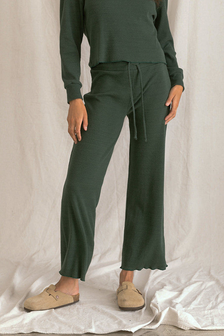 Cozy Wide Leg Rib Pant Pine