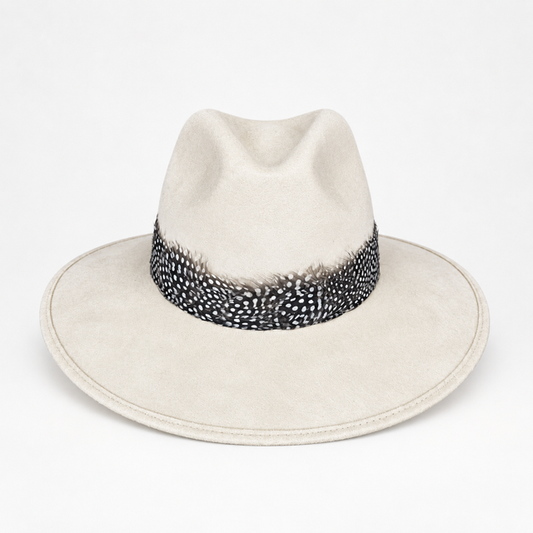 Cream Suede Hat Feather 105 Dots