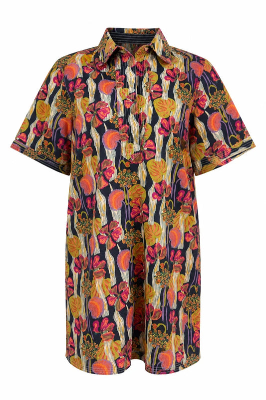 Split Neck Dress Navy Lily