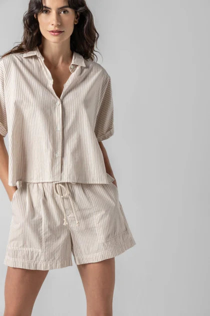 Striped Boxy Button Down Flax Stripe
