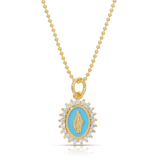 Mini Aqua Lady Lourdes Necklace