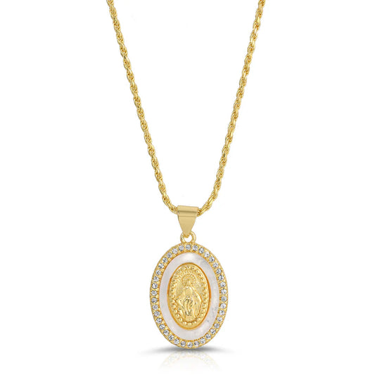 Holy Mother Mary Necklace Gold/Gold