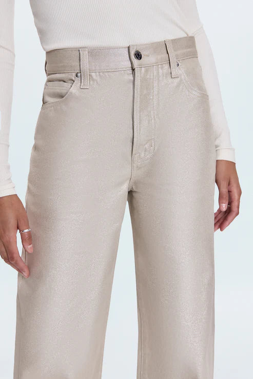 Tate High Rise Bowed Wide Leg Jean Champagne Luster