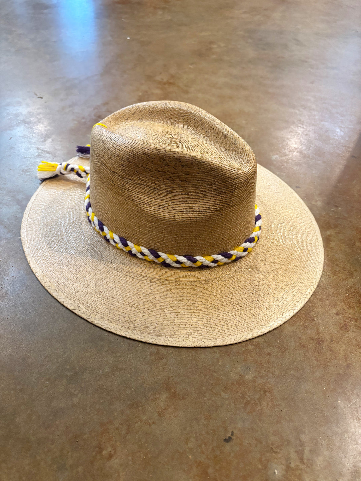 Natural Palm LSU Paw Purple, Yellow, & White Braid