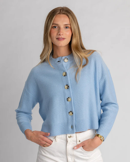 Nina Crewneck Cardigan Light Blue