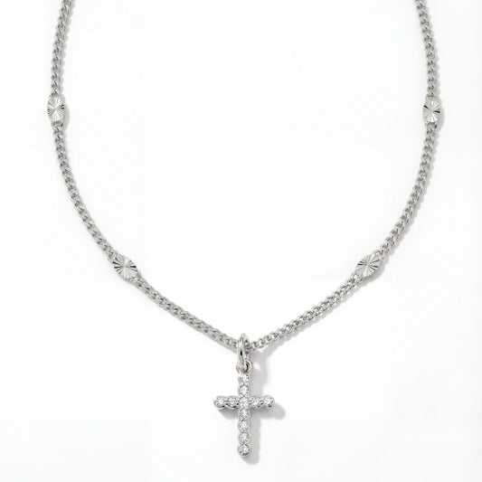 Frankie Mini Cross Necklace Silver