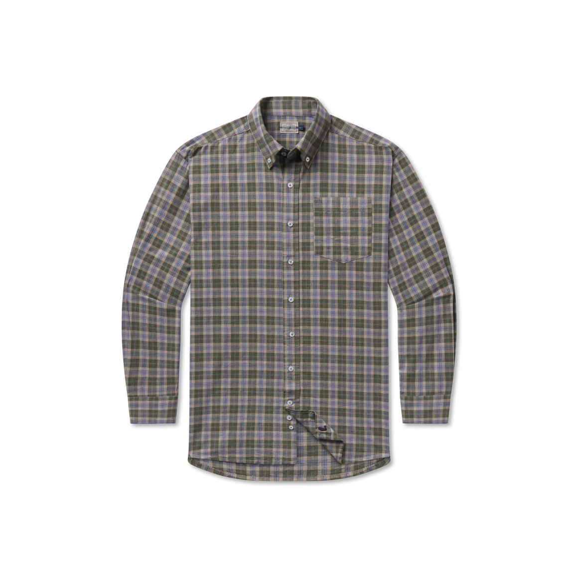 Bandera Washed Plaid Dress Shirt Dark Olive & Blue