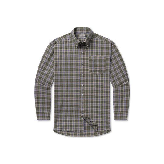 Bandera Washed Plaid Dress Shirt Dark Olive & Blue