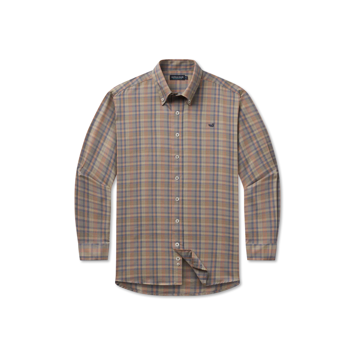 Benton Grid Dress Shirt Burnt Taupe