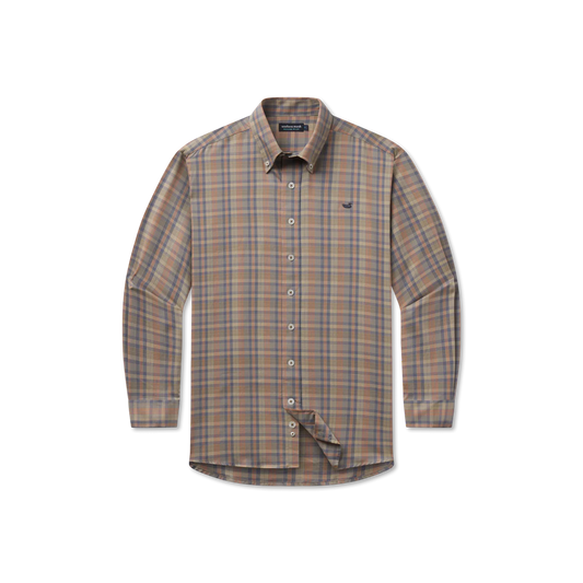 Benton Grid Dress Shirt Burnt Taupe