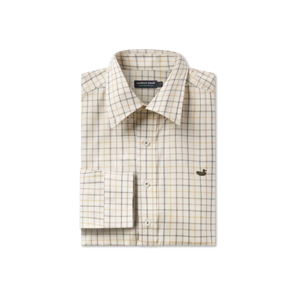 Chateau Windowpane Dress Shirt Oatmeal & Stone
