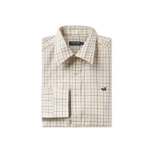Chateau Windowpane Dress Shirt Oatmeal & Stone