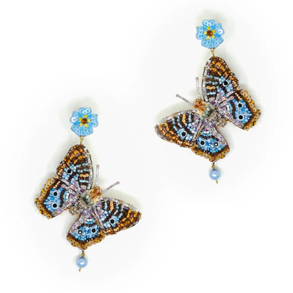 White Peacock Butterfly Earrings