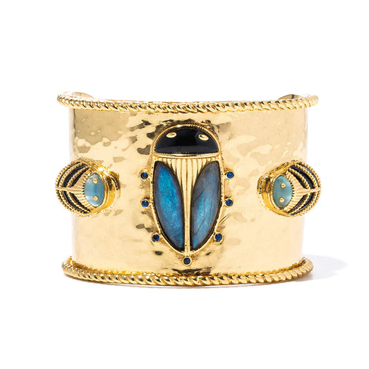 Scarab Grande Cuff Blue Labradorite/Black Agate