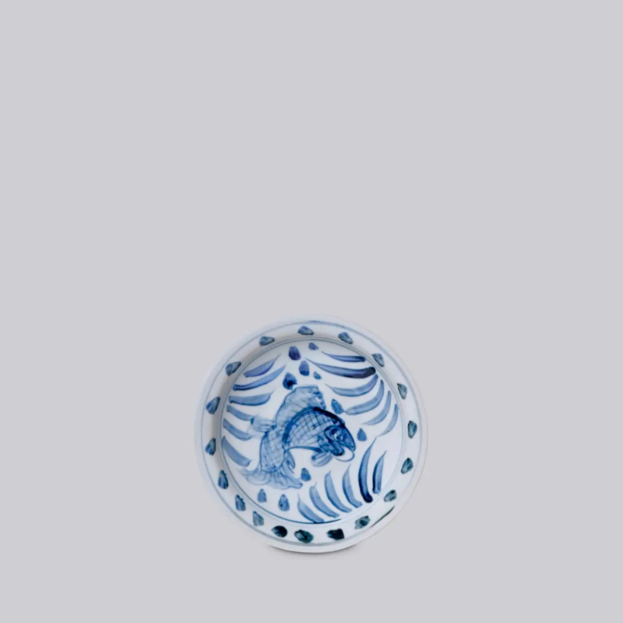 Small BW Porcelain Auspicious Carp Dish