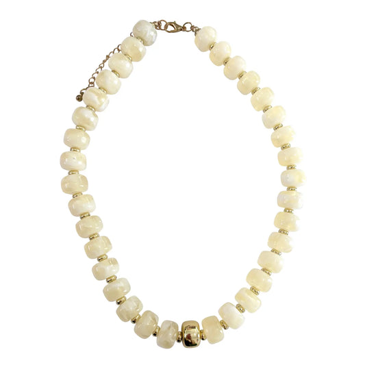 Rachel Chunky Beaded Necklace Cream