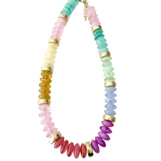Calloway Beaded Disc Necklace Rainbow