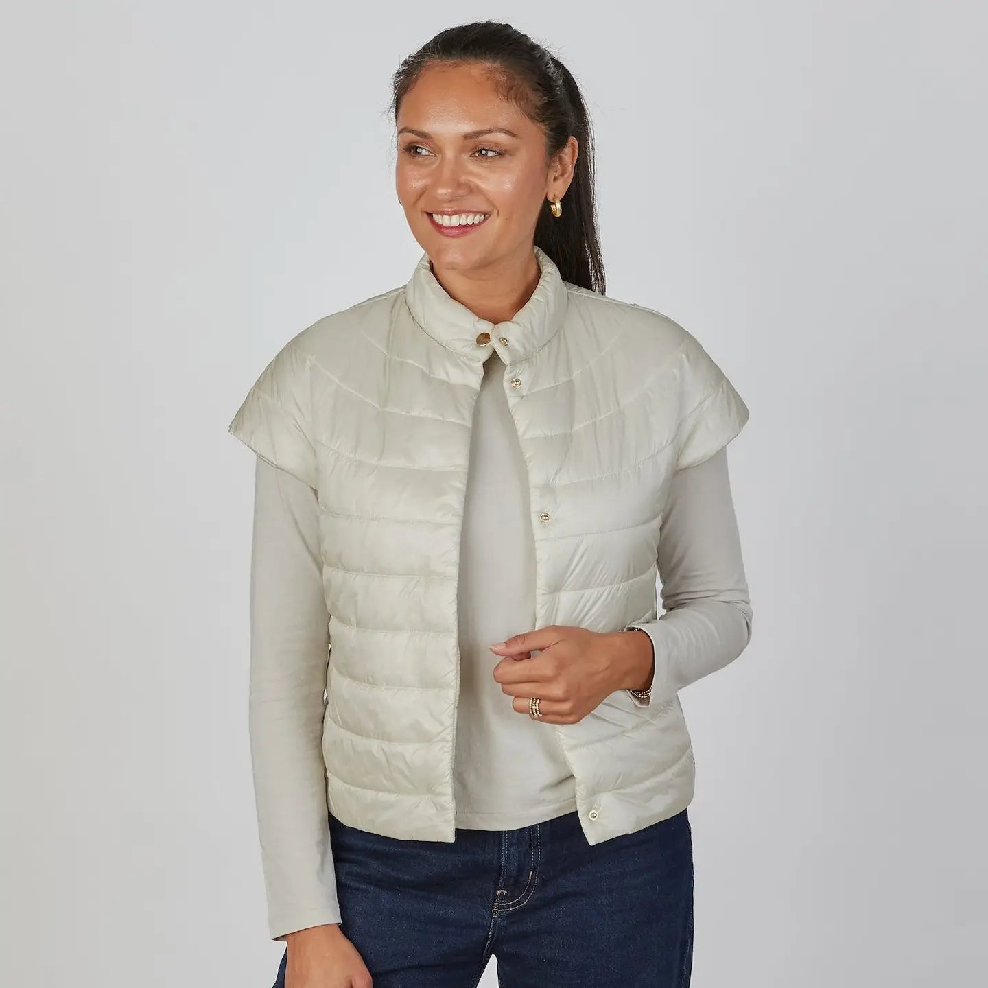 Caroline Cap Sleeve Vest in Champagne
