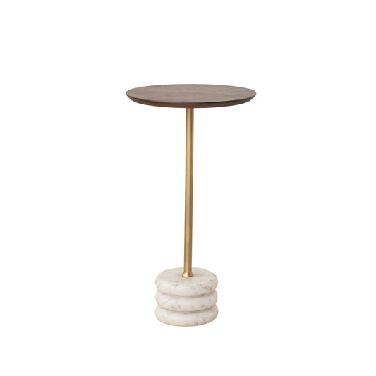 Metal & Mango Wood Martini Table White Gold & Walnut Finish