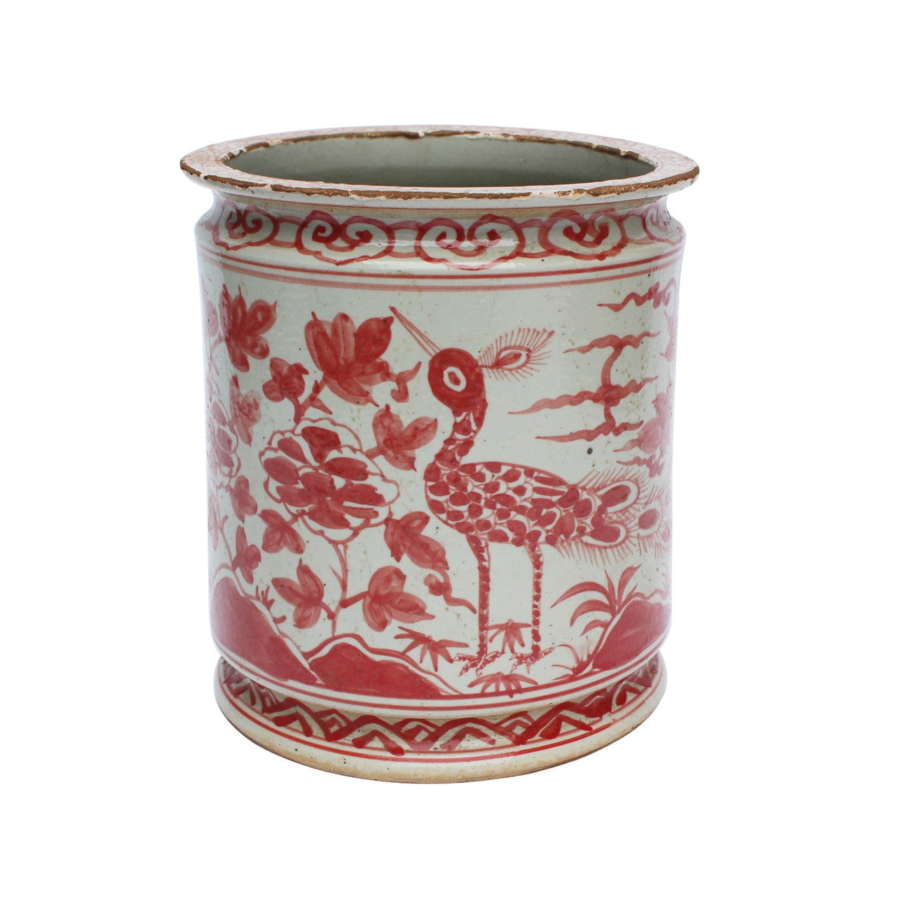 Coral Red Orchid Pot Bird