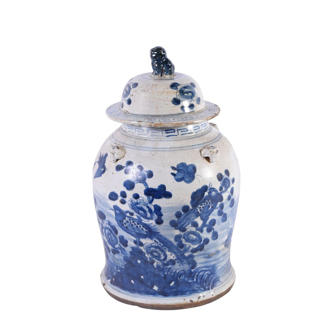 Vintage Temple Jar Flower Bird