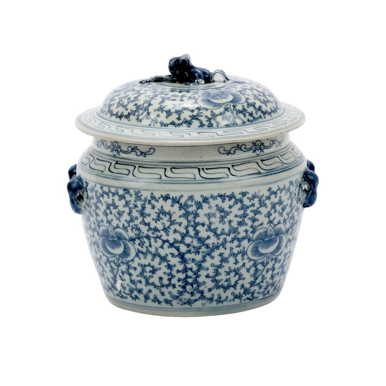 B&W White Lidded Rice Floral Jar