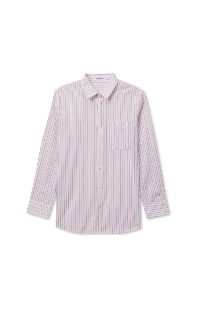 Poplin Button Down Shirt Ultraviolet White Stripe
