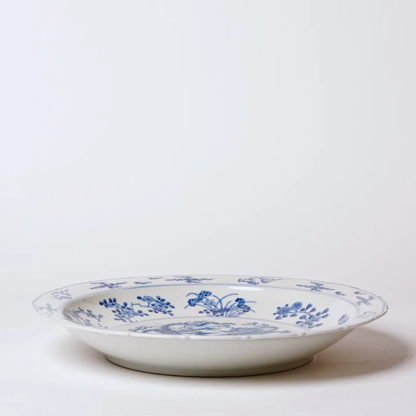 Blue and White Porcelain Double Dragon Platter