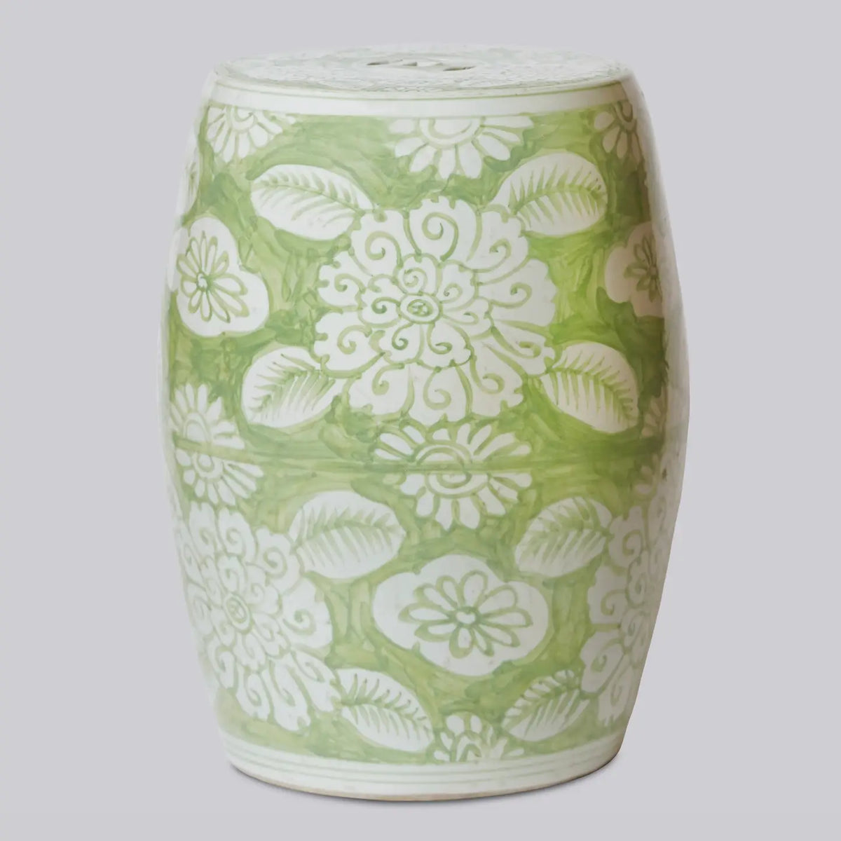 Green and White Porcelain Floral Garden Seat