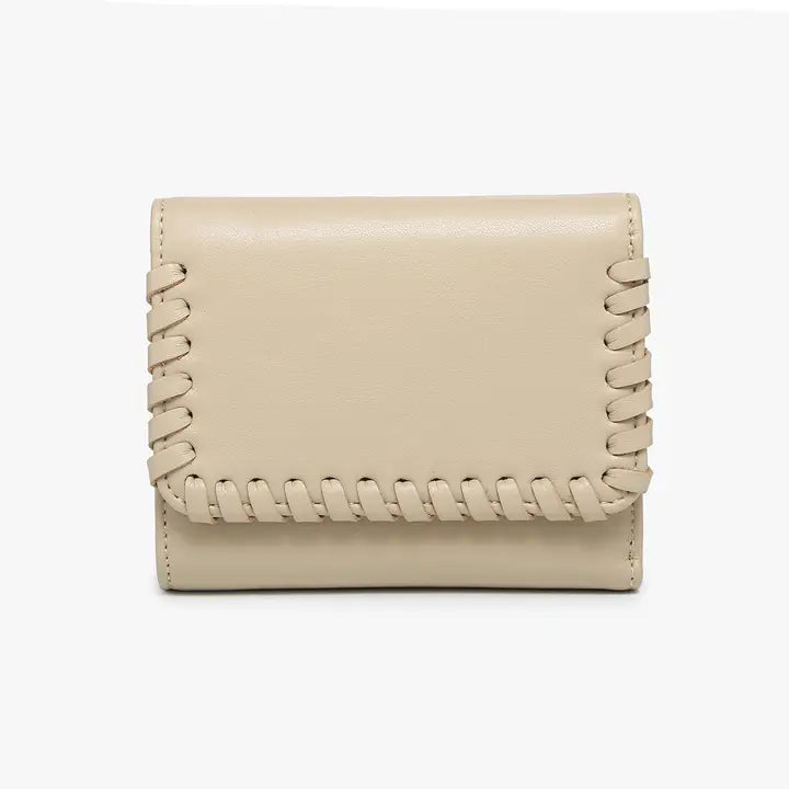 Logan Whipstitch Tri-Fold Wallet Parchment