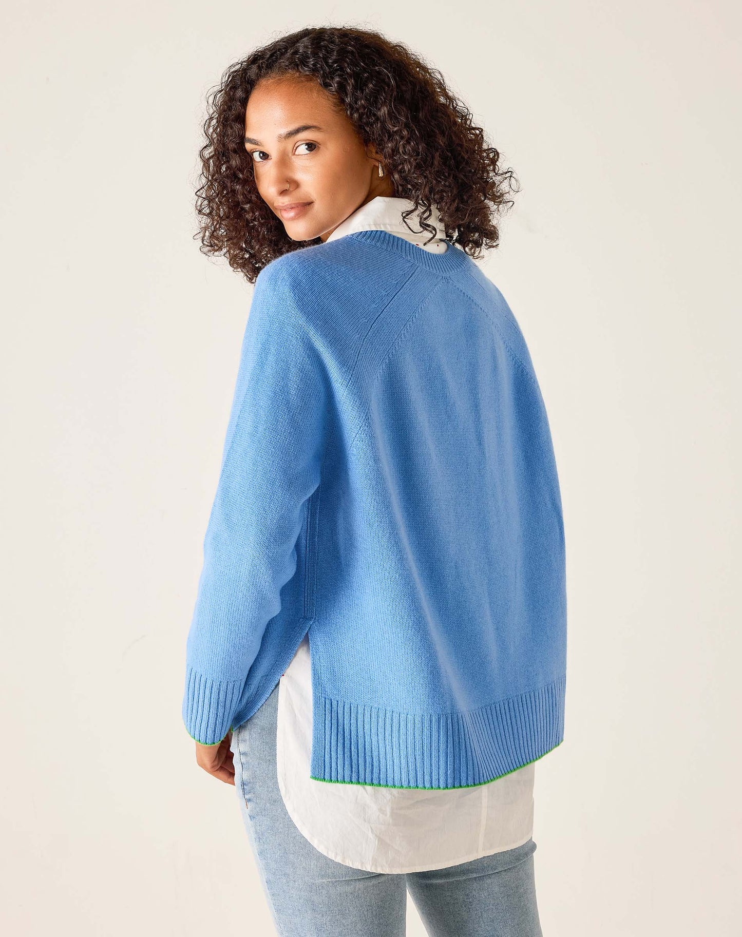 Banff Crewneck Sweater French Blue & Kelly Green