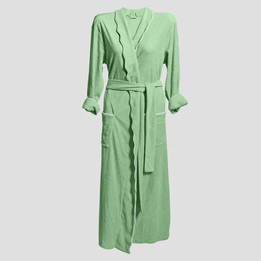 Women's Long Scallop Lightweight Robe Basil
