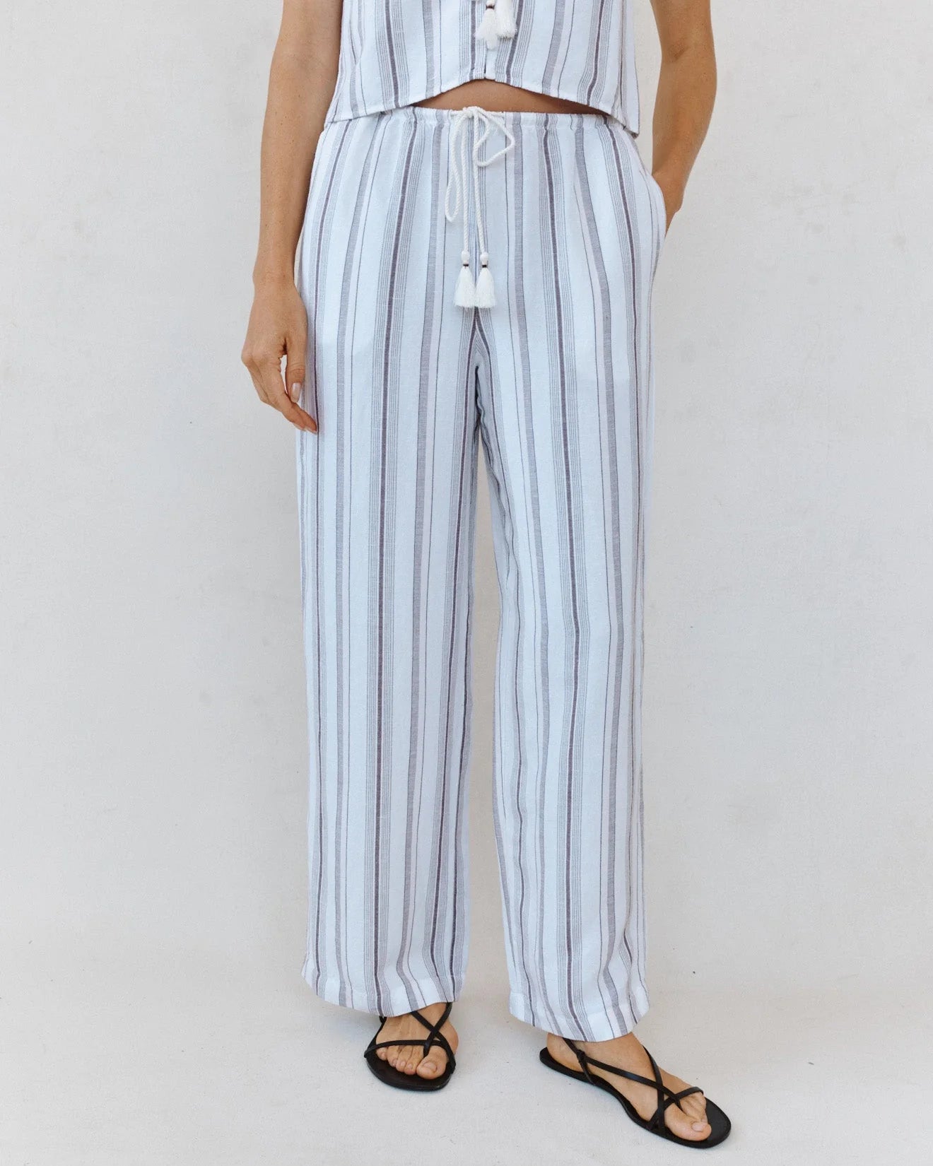 Beach Pant With Tassel Drawstring Rosewood Stripe