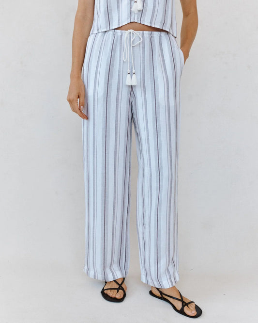 Beach Pant With Tassel Drawstring Rosewood Stripe